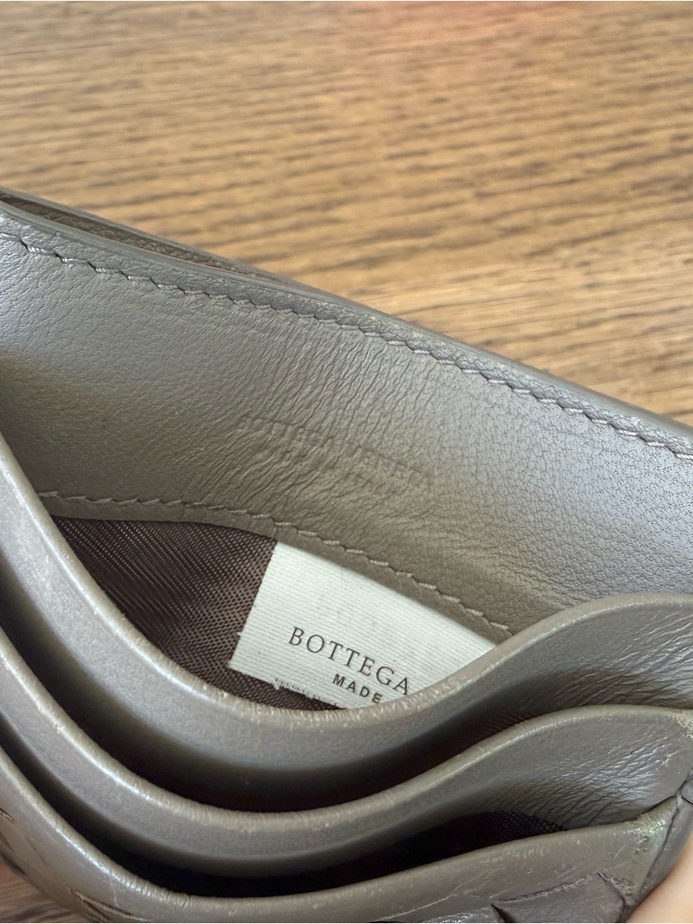 Bottega Veneta Leather Card Holder Wallet in Gray/Tan - Picture 5 of 5